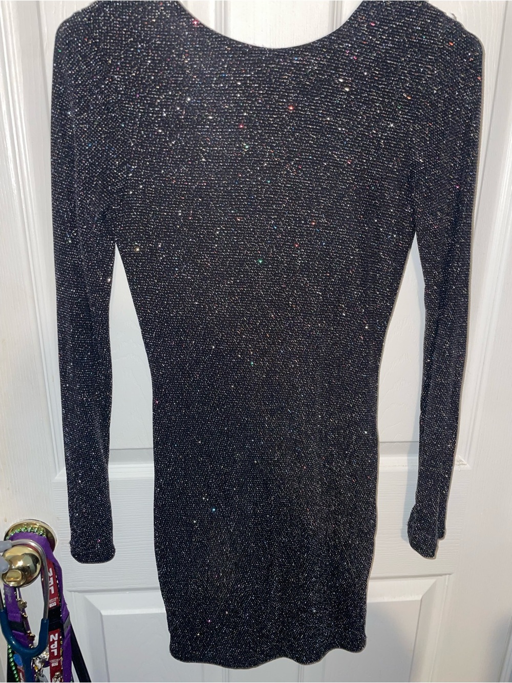 Black Sparkle Long-Sleeve Party Dress
